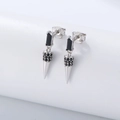 S925 Silberkegel-Ohrhänger mit schwarzen Zirkonia im Punk-Hip-Hop-Stil für Damen - Silber
