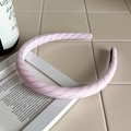 Chic light pink satin-textured sponge headband with stylish French aesthetic for women - Pink Twill Fabric Headband