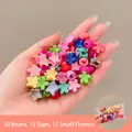 30-piece colorful mini star and flower hair clips set for toddlers in macaron shades - 3# 30 Beans + 15 Stars + 15 Small Flowers (60pcs)