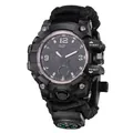 Orologio tattico a doppio display con cinturino in paracord nero e mini bussola - 827-7 Solo Orologio