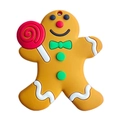 Funny gingerbread man silicone baby teether with colorful details and hanging hole - Christmas Gingerbread Man Teether
