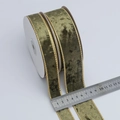 3.8cm olive green velvet ribbon with gold edges roll for Christmas gift wrapping - Customizable Width
