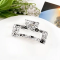 Transparent Halloween hair claw clip featuring spider web and pumpkin motifs - 8.5cm Square - Halloween Spider Web