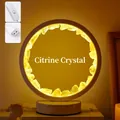 Natürliche Citrin-Kristall-Ring-Nachtlampe mit USB-Sockel für Heimdekorationen - Citrine (weißer Rahmen Einfarbiges Warmes Licht) / Verstärkte Farbkartonverpackung (205 X 11 X 215 Cm)