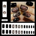 Dark vine press-on nails with sparkling rhinestones in a sleek 24-piece set - Dark Night Shadow (Z1020) With Glue