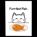 Yellow fish-shaped crystal stone accessory on Purr-fect Pair cartoon cat card - Topaz