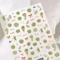 Green apple themed 3D nail stickers featuring slices and bows for kids nail art - TS-4087 Green Apple Paradise