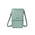 Minimalist sage green leather phone crossbody bag with adjustable strap and gold hardware - Simple Printed Style (122) / Green