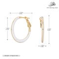 Detailed dimensions of 925 sterling silver hoop earrings with white enamel and gold finish - 925 Silver / S925 Silver Plated Gold