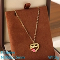 18K gold stainless steel heart necklace featuring hollow Mama pendant on display card - Hollow Mama Heart With Red Pink Hearts (KN292733-Z)