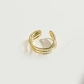 Elegant gold plated multilayer criss-cross open ring with a minimalist mesh design for women - Gold Layered Style
