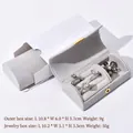 Light gray velvet portable jewelry box with ring slots and white outer packaging box - Arched Light Gray