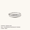 Minimalistischer Ring aus silbernem Edelstahl mit eleganter Plissierung in drei Größen - US7 / 10 Stück / Silber