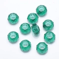 Set of 10 faceted green crystal glass beads with large holes for DIY earring making - 8*14MM Coreless / Peacock Green
