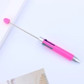 Pink multi-color beaded ballpoint pen featuring a retractable metal telescopic pointer - Fluorescent Rose Red