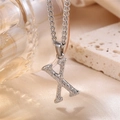 Silver letter X pendant necklace with textured finish and thick chain style - Steel Letter X (Pendant Only)