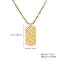 Men's gold rectangle pendant necklace with diagonal texture on stainless steel box chain - Gold