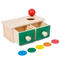 Montessori wooden double drawer toy set with red ball and five colored discs - 2-in-1 Double Drawer Box 0.56kg