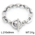Bracciale a catena in acciaio al titanio argento con chiusura OT, lungo 210mm - Stile a Maglia Spessa con Fibbia OT Motivo a Spirale (KB181476-Z)