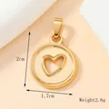 Polierter runder Goldanhänger mit Herzausschnitt, 2cm Höhe, 2,6g Edelstahl-Schmuckstück - 107-Gold Großer Hohler Herz Anhänger