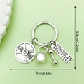 Silver fitness keychain with dumbbell and kettlebell charms with Strong Is Beautiful tag - LS186-STRONG IS BEAUTIFUL