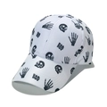 Berretto da baseball bianco con teschi neri, cappello estivo da uomo stile Halloween - M (56-58cm) / Bianco