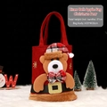 Weihnachtstüte mit 3D-Bär, roter Jute-Beutel für Süßigkeiten und Weihnachtsdeko - Leinengürtel Bär