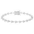 Elegant S925 sterling silver tennis bracelet with heart-cut clear cubic zirconia stones - 4mm Heart Shape Platinum 16.5cm Approx. 6.25g
