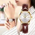 Orologio OLEVS al quarzo con cassa in acciaio dorato, quadrante bianco e cinturino marrone - Stile Donna / Pelle Marrone Cassa Oro Quadrante Bianco