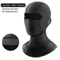 Black balaclava face mask with glasses holes and non-slip silicone inner dots - Silicone Long Style with Glasses Hole / Black