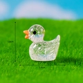 Miniature transparent glitter resin duck figurine 1.8cm on green lawn background - No. 10 Silver