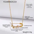 Detalle del collar de acero dorado de 400mm con piedra citrina y colgante de clip - Collar de Imperdible con Citrino Dorado
