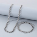 Poliertes silbernes Set aus Byzantiner-Halskette und Armband aus Edelstahl mit Karabiner - Armband 20CM / 6mm Hummerverschluss