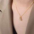 Chic gold-plated Capricorn zodiac pendant necklace with sparkling zircons for women - Capricorn - Gold / 40+5cm