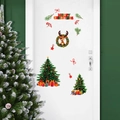Christmas wreath door decal set with Merry Christmas text and festive tree stickers - Christmas Theme Set