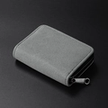 Minimalist grey card holder wallet in high-quality faux suede with zipper closure - 9 Card Slots / Matte Grey