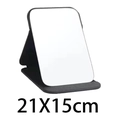Miroir de maquillage pliable 21x15cm avec support en cuir PU noir et étui compact - 21x15cm / Noir Arrondi Grand