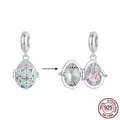 S925 Sterling Silver Easter egg charm with green enamel and internal pink flower - Opening Mint Green Egg (BSC996)
