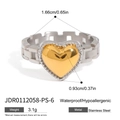 Two-tone stainless steel heart ring with silver chain band and golden heart detail - US 8 / Gold and Silver Two-tone