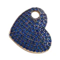 Golden heart pendant charm with micro-pave blue cubic zirconia for DIY jewelry - Blue-Pave Zircon Heart