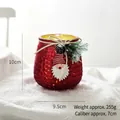 Photophore de Noël en verre martelé rouge avec pendentif Père Noël et pommes de pin - Verre Courbé Rouge Père Noël (10x9.5cm/255g)