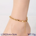 Minimalist gold twisted rope anklet in stainless steel with adjustable extension chain - 5mm 22cm+5cm / Gold