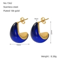 Blauwe hars en 18K goud vergulde roestvrijstalen oorringen, variant ontwerp No.1562 - Blauw