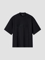 Camiseta negra oversize de algodón con bordado Ucult Club y hombros caídos de cuello redondo - S / Negro
