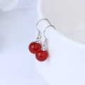 Eleganti orecchini a gancio in argento S925 con perle di agata rossa naturale - Argento 925 / Orecchini di agata rossa