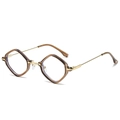 Punk style rhombus sunglasses with brown translucent frames and gold metal temples - Tea Frame