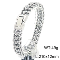 Pulsera para hombre de acero inoxidable con cadena de hueso de dragón y cierre de presión - Color Acero (KB189594-KJX)