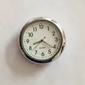 Luminous quartz car clock in silver alloy finish with white dial and numeric scale - With Double-sided Tape / White