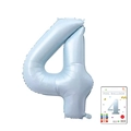 Light blue 40-inch number 4 foil balloon with retail packaging for birthday parties - 40-inch Pearl Blue 4-strap Paper Card