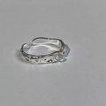 Irregular texture S925 sterling silver open ring with moonstone in silver finish - Open / Silver